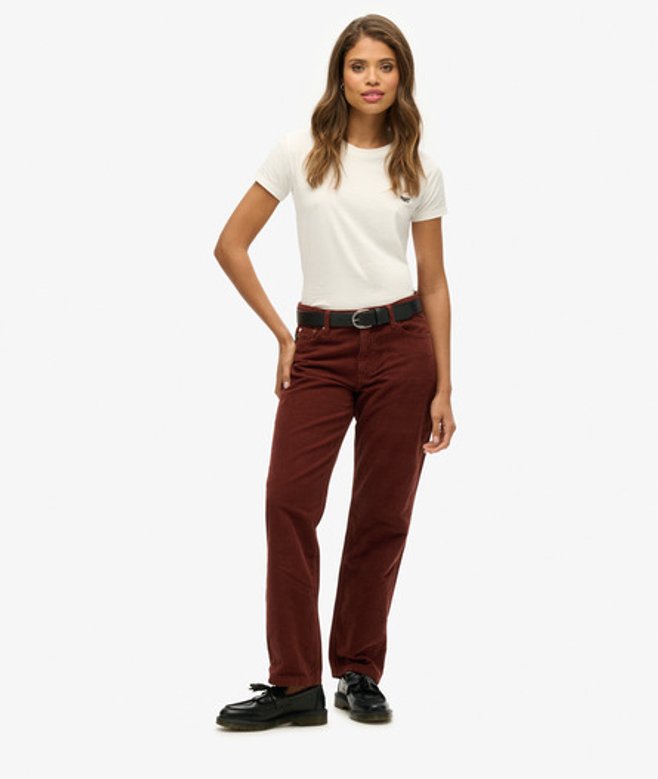 Superdry Damen Cordhose mit Geradem Bein Braun - Größe: 26/32