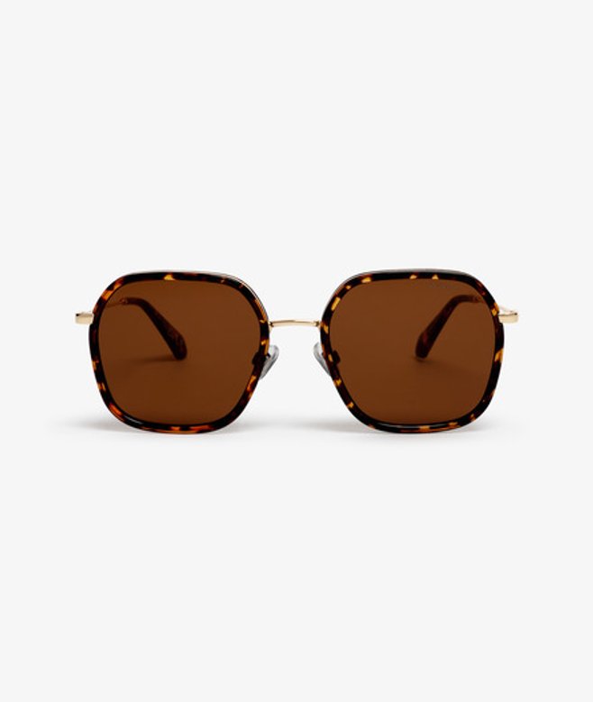 Superdry Damen Eckige Sonnenbrille mit Metallrahmen Brown - Größe: 1Größe