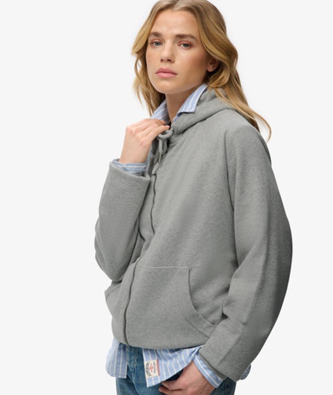 Superdry Damen Studios Zip-hoodie in Lockerer Passform Grey - Größe: 38