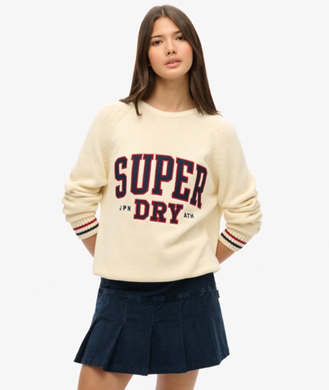 Superdry Damen Plissierter Vintage Minirock aus Cord Marineblau - Größe: 34