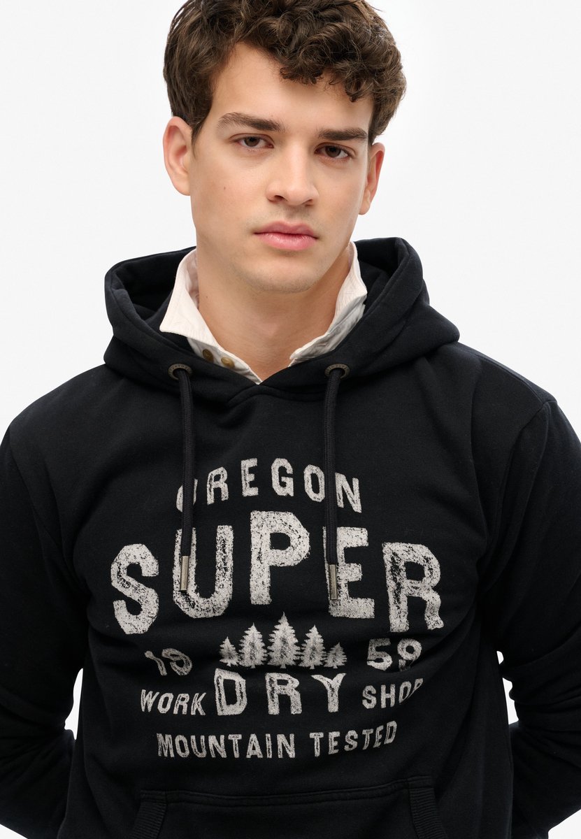 Superdry Herren Work Shop Kapuzenjacke Schwarz - Größe: XL