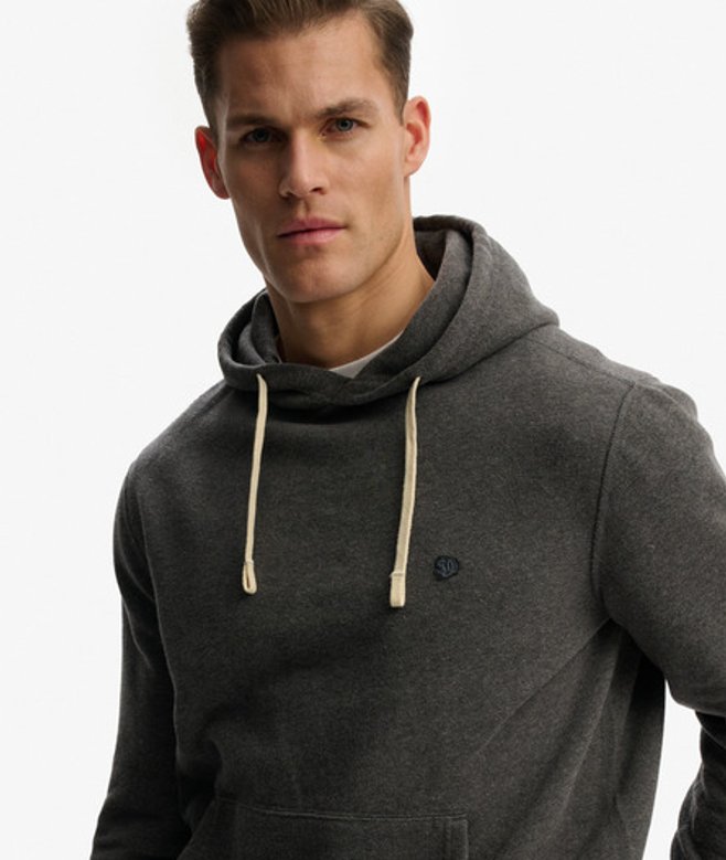 Superdry Herren Monogram Hoodie mit Stickerei Dark Grey - Größe: Xxl