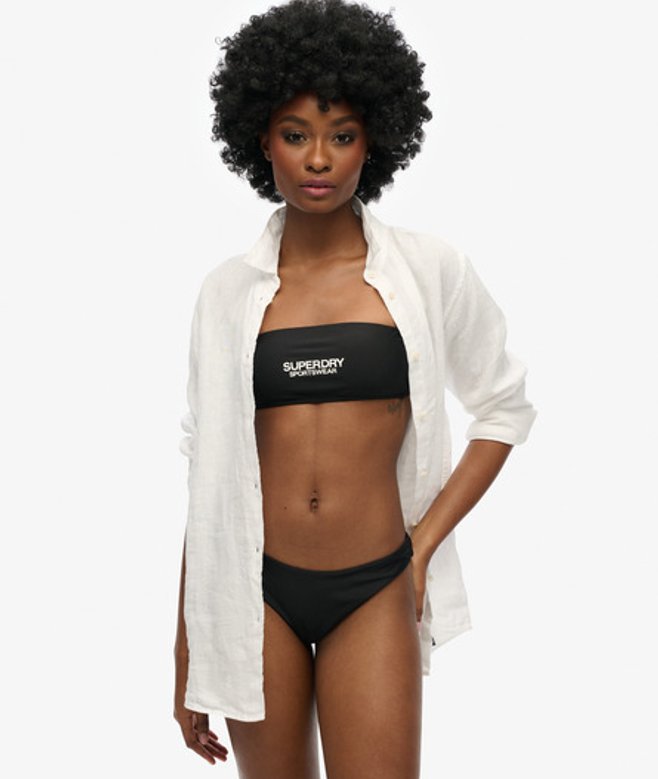 Superdry Damen Bandeau-bikinioberteil mit Logo Schwarz - Größe: 36