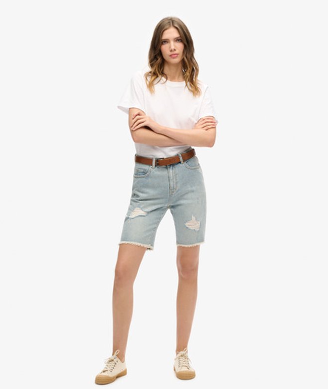 Superdry Damen Bermuda Boy Shorts Hellblau - Größe: 35