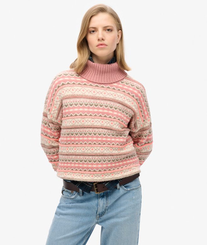 Superdry Damen Strukturierter Pullover mit Streifenmuster Weiß - Größe: 38