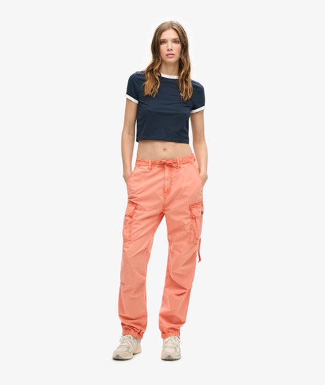 Superdry Damen Para Cargohose mit Niedriger Leibhöhe Orange - Größe: 28/32