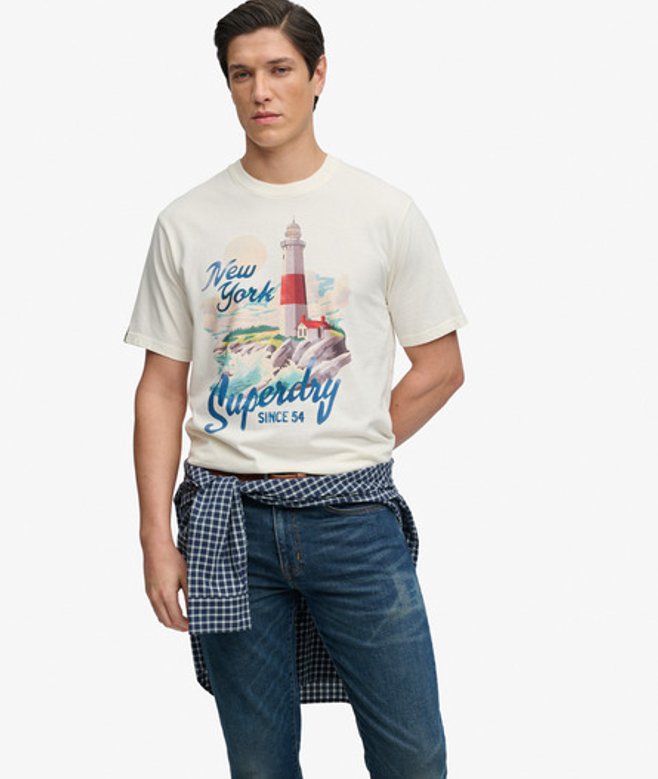 Superdry Herren Maritime T-shirt in Lockerer Passform White - Größe: XL
