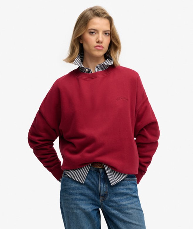 Superdry Damen Essential Logo Rundhals-sweatshirt Red - Größe: 36