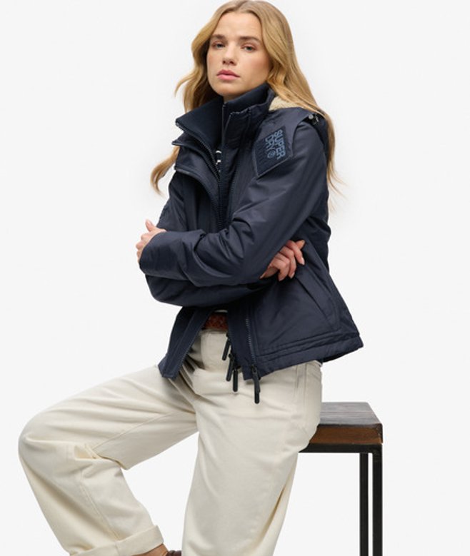 Superdry Damen Arctic Windcheater Jacke mit Kapuze Navy - Größe: 40