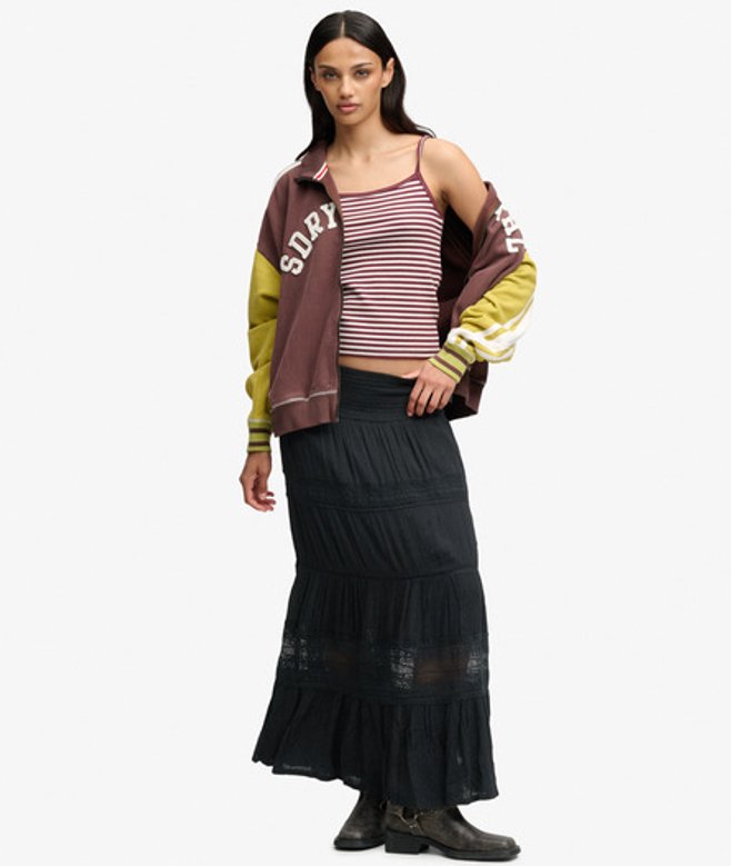 Superdry Damen Ibiza Maxirock Black - Größe: 36