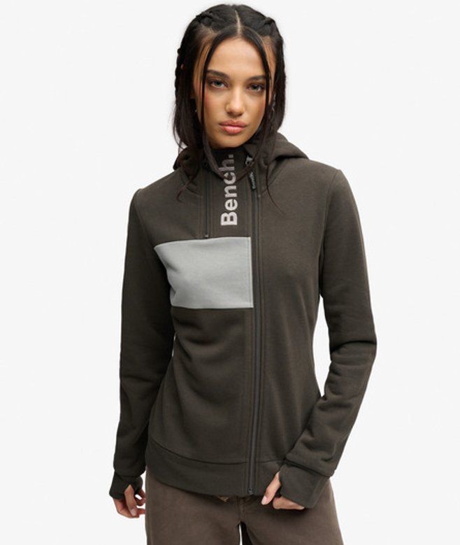Superdry Damen Bench Kontrast Doppelreißverschluss-hoodie Green - Größe: L