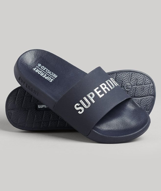 Superdry Damen Code Logo Badesandalen Marineblau - Größe: L