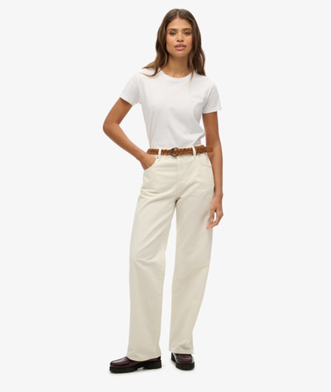 Superdry Women's Jeans mit Weitem Bein und Mittlerer Leibhöhe Weiß - Größe: 30/30