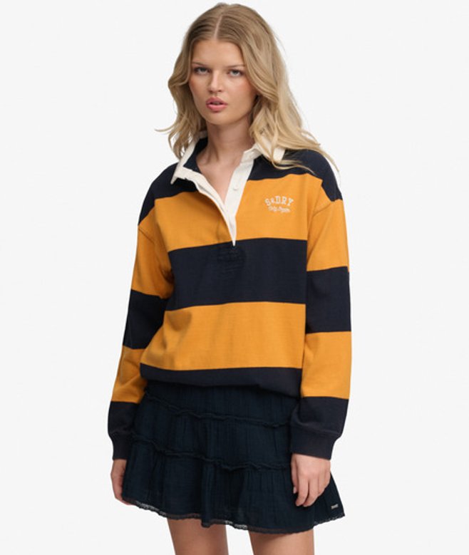 Superdry Damen Heritage Stripe Rugby-shirt Yellow - Größe: 42
