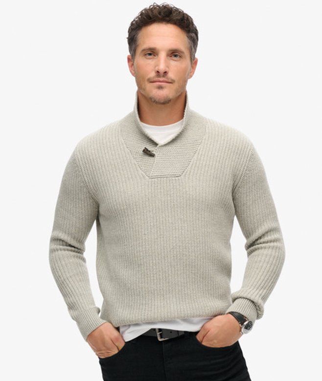 Superdry Herren The Merchant Store - Pullover mit Schalkragen Grau - Größe: M