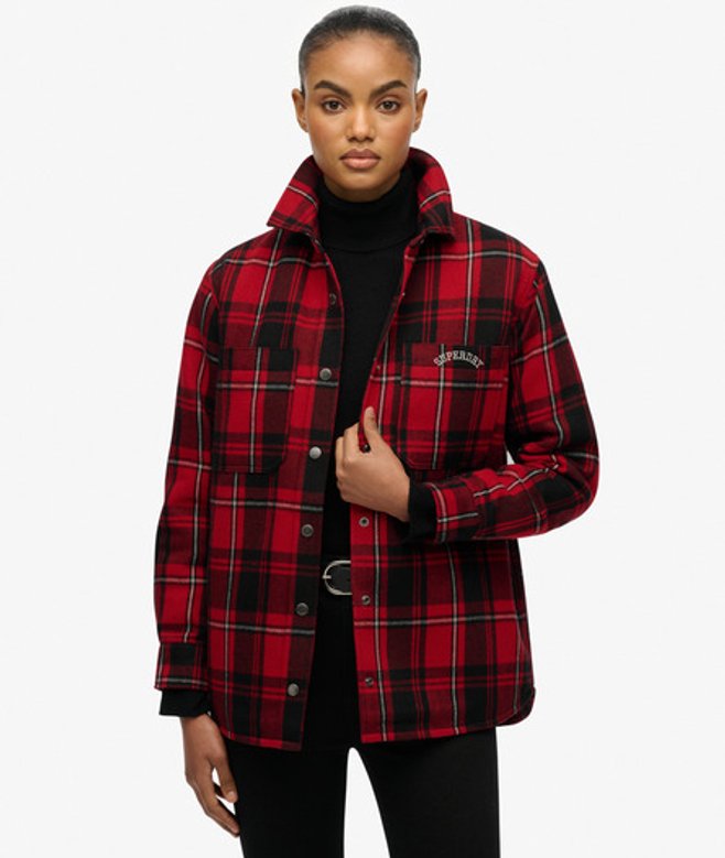 Superdry Damen Kariertes Gefüttertes Hemd Red - Größe: 44