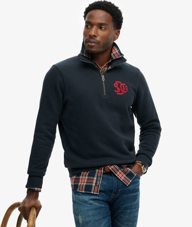 Superdry Herren Sd & co. Trainingsoberteil mit Halbreißverschluss Navy - Größe: S