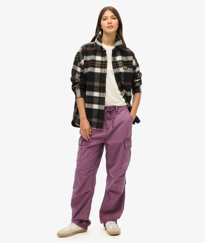 Superdry Damen Para Cargohose mit Niedriger Leibhöhe Lila - Größe: 32/32