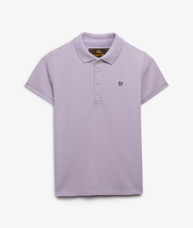 Superdry Damen Heritage Poloshirt mit Schmaler Passform Purple - Größe: 40