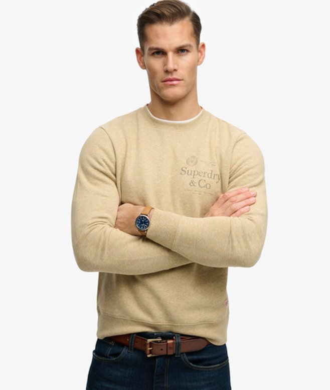 Superdry Herren 1954 Company Sweatshirt in Lockerer Passform Light Grey - Größe: Xxl