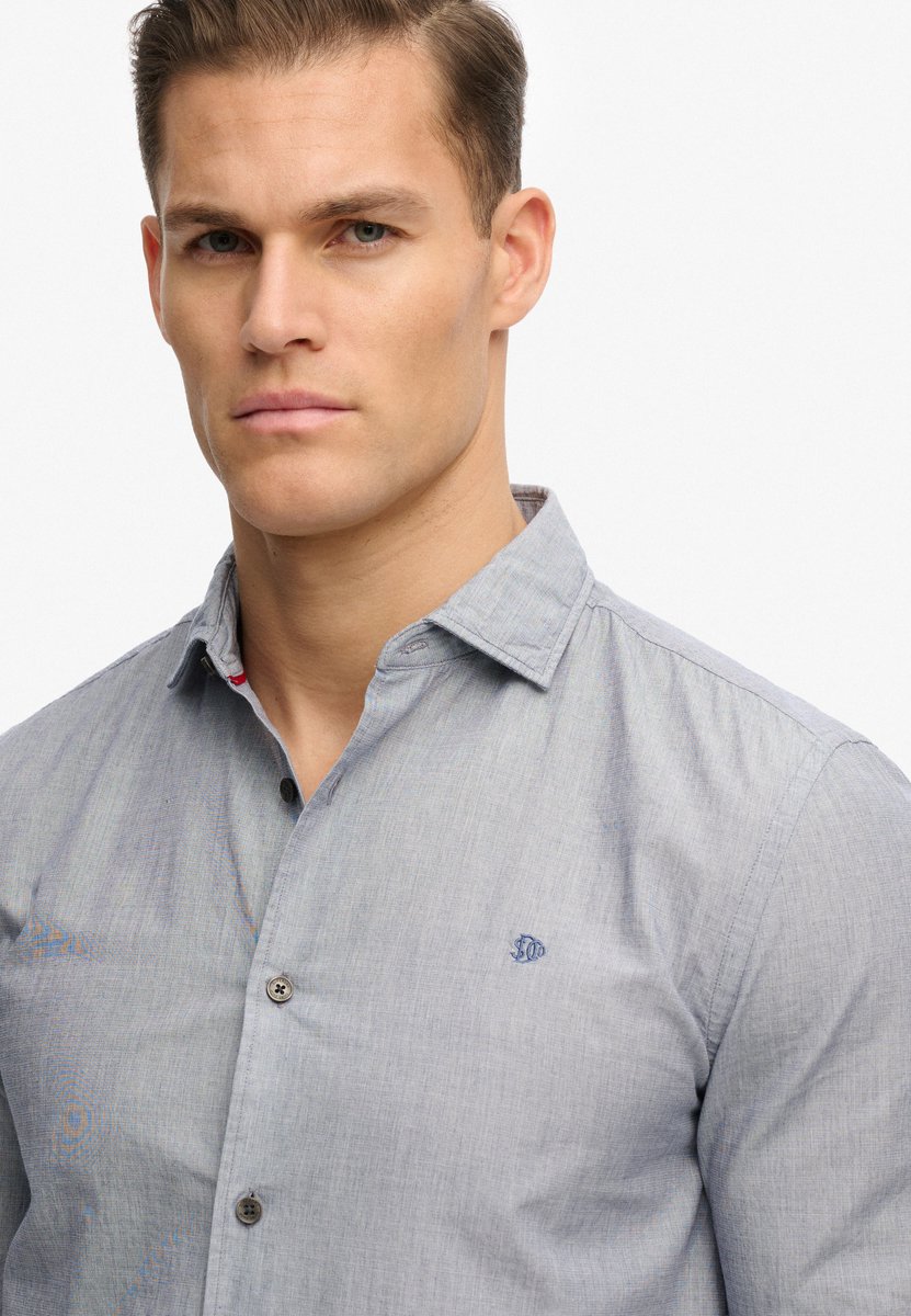 Superdry Herren Poplin-hemd mit Cut-away-kragen Grey - Größe: S