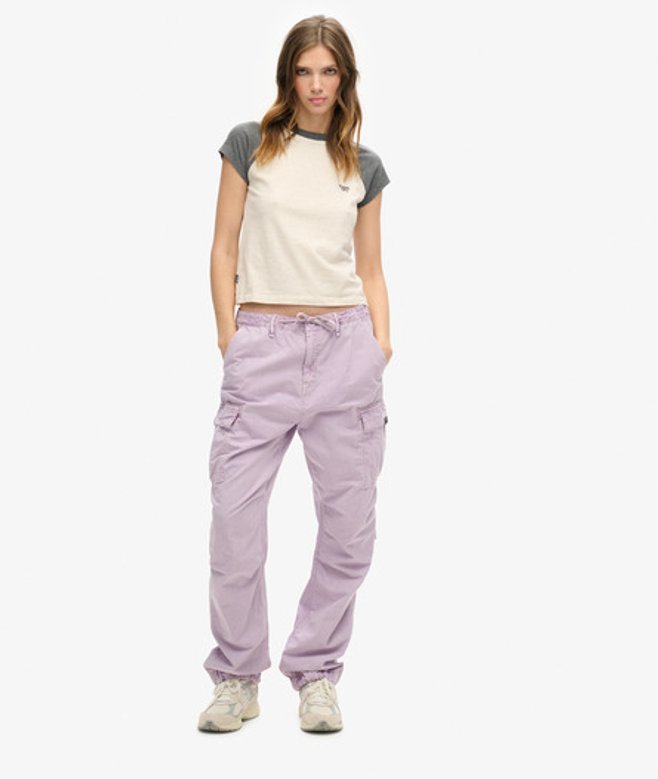 Superdry Damen Para Cargohose mit Niedriger Leibhöhe Lila - Größe: 30/32
