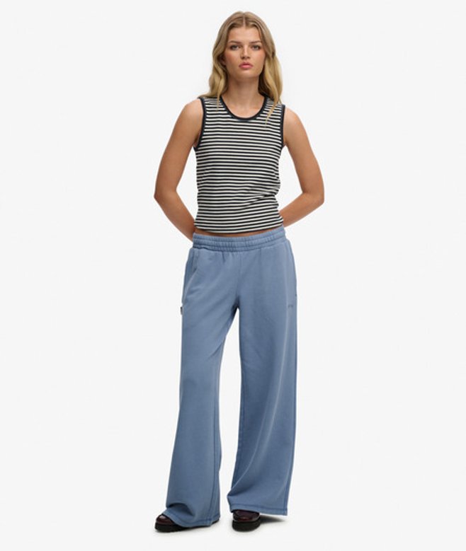 Superdry Damen Essential Logo Jogginghose mit Weitem Bein Light Blue - Größe: 44