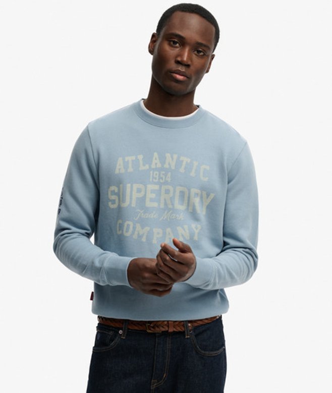 Superdry Herren Coastal Relaxed Sweatshirt Blue - Größe: S