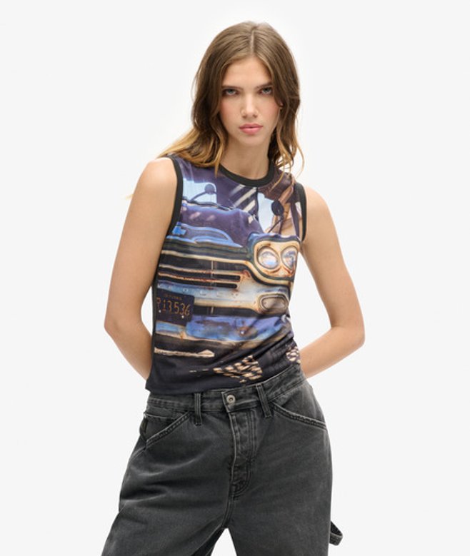 Superdry Damen Sub Oberteil mit Print Bunt - Größe: 42