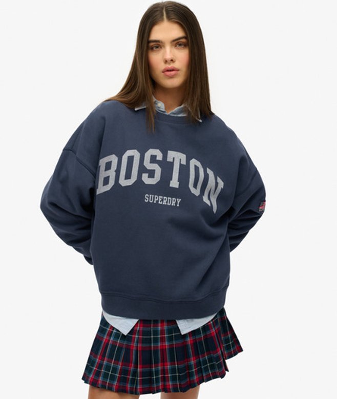Superdry Damen Athletic Essentials OverGrößed-sweatshirt Marineblau - Größe: 44