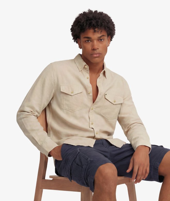 Superdry Herren The Merchant Store Langarmhemd White - Größe: Xxl