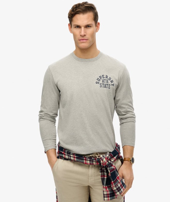 Superdry Herren Athletic Essentials Langarmshirt Grau - Größe: XL