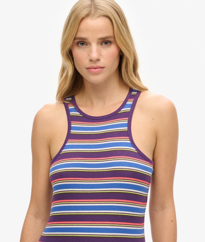 Superdry Damen Gestreiftes Vintage Racer-kleid Braun - Größe: 40