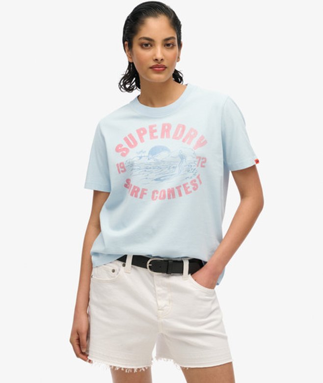 Superdry Damen Locker Geschnittenes Lo-fi Outdoor-t-shirt Light Blue - Größe: 36