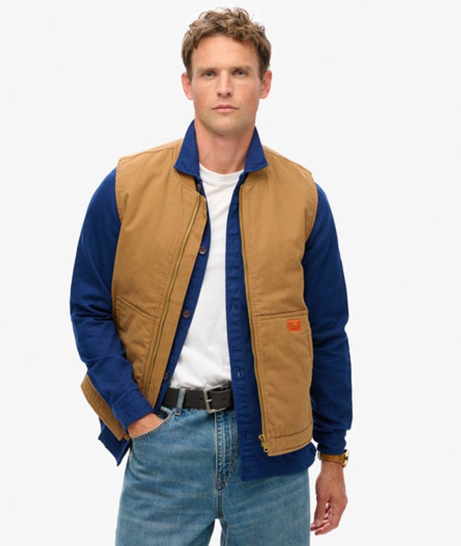 Superdry Herren Surplus Workwear Weste Braun - Größe: Xxl
