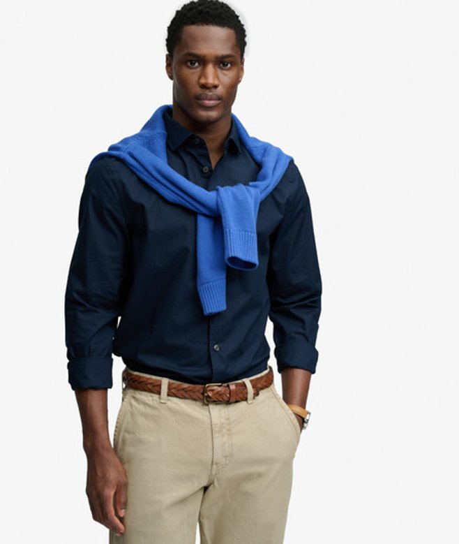 Superdry Herren Poplin-hemd mit Cut-away-kragen Navy - Größe: M