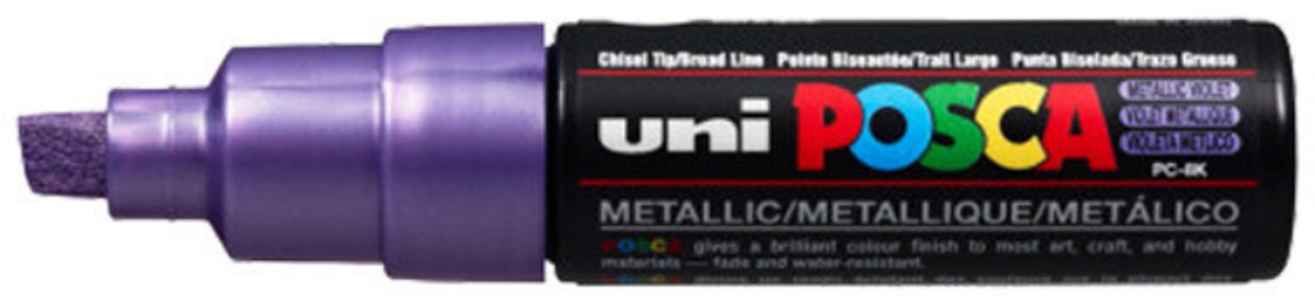 6 x Uni-Ball Fasermaler Uni Posca PC-8K 8mm violett metalic