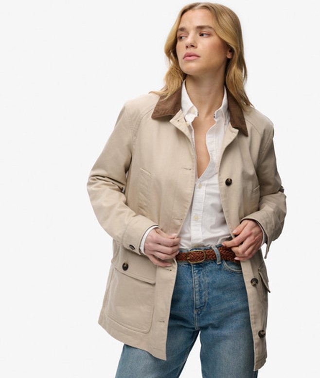 Superdry Damen Estate Cotton Barn Jacke Brown - Größe: 40