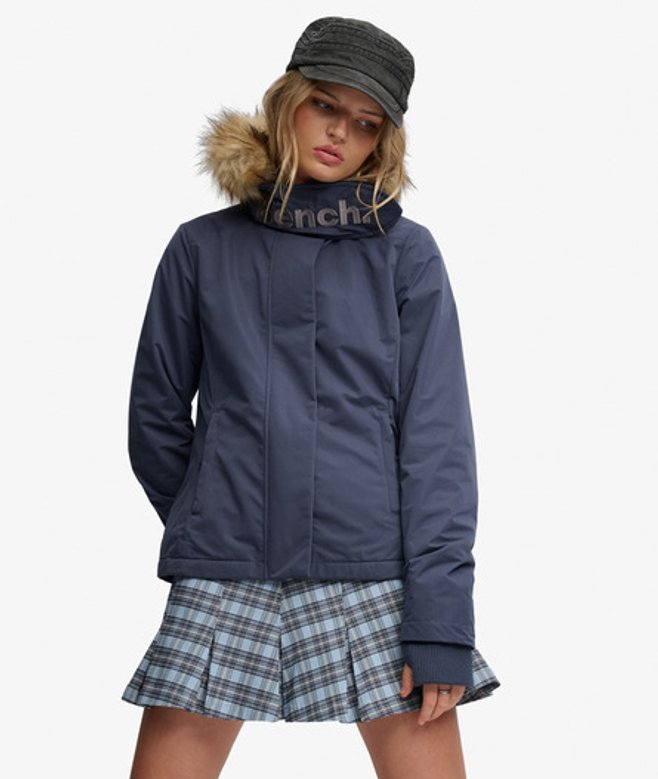 Superdry Damen Bench Windcheater-jacke mit Kunstfellkapuze Navy - Größe: XS