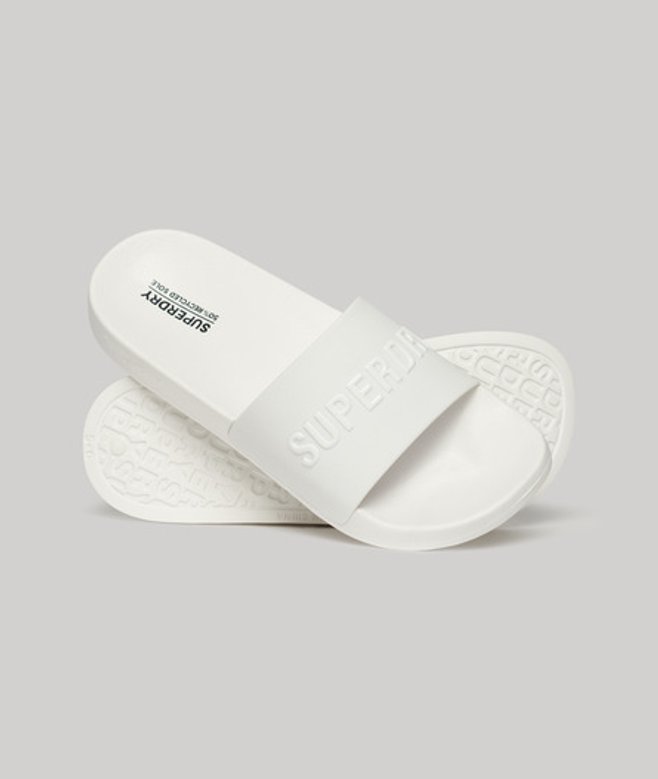 Superdry Damen Vegane Badesandalen mit Logo Weiß - Größe: 3-4