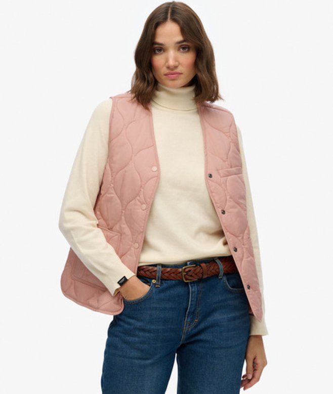 Superdry Damen Gesteppte Lite Liner Weste Pink - Größe: 42