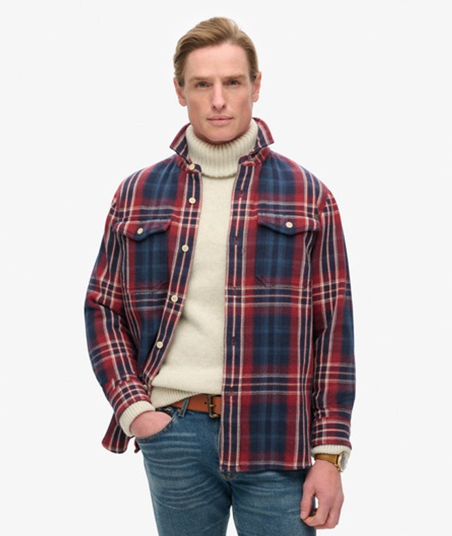 Superdry Herren The Merchant Store - Hemd mit Karomuster Marineblau - Größe: Xxl