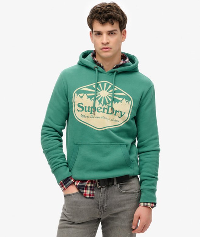 Superdry Men's Sun Kapuzenjacke Grün - Größe: M