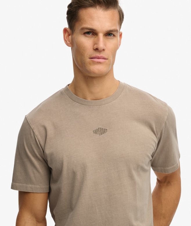 Superdry Herren Micro Logo T-shirt Beige - Größe: S