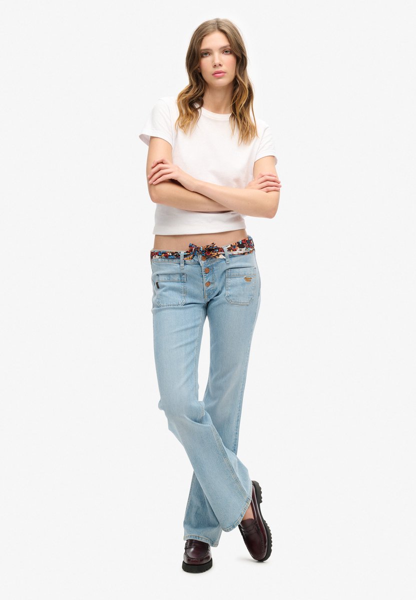 Superdry Damen Röhrenjeans aus Bio-baumwolle mit Niedriger Leibhöhe Blau - Größe: 32/30