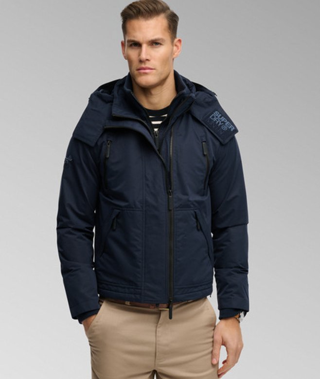 Superdry Herren Microfibre Arctic Windcheater Jacke mit Kapuze Navy - Größe: L