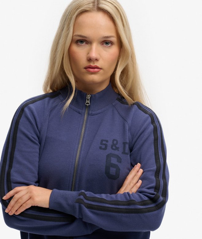 Superdry Damen Athletic Essentials Trainingsjacke mit Reißverschluss Navy - Größe: 36