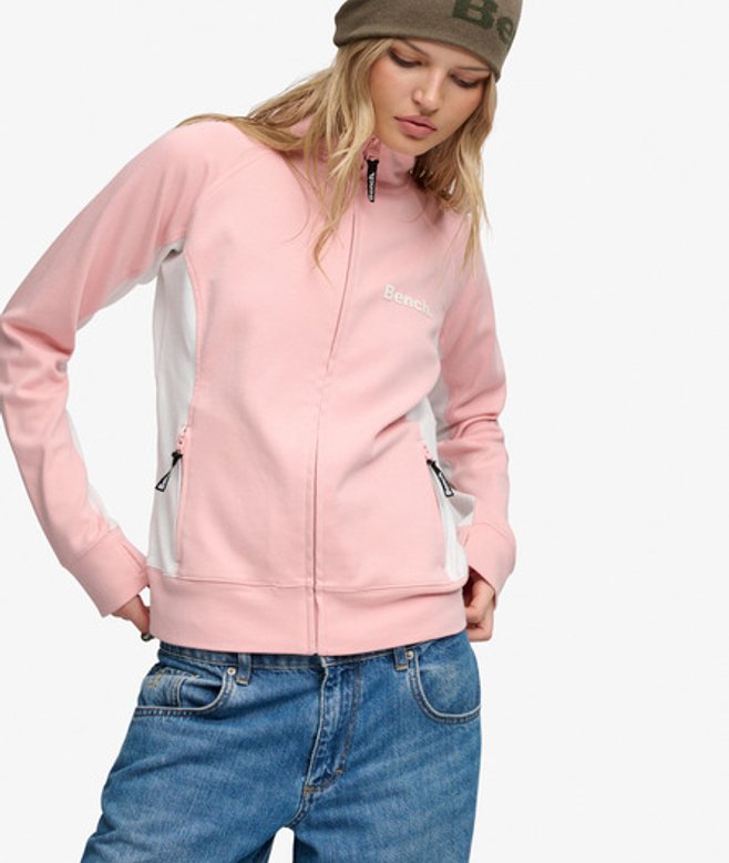 Superdry Damen Bench Hochkragen-trainingsjacke mit Kontrastdetails Pink - Größe: XL