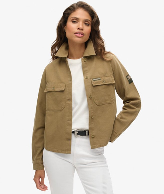 Superdry Damen Gestickt Verzierte Military-Jacke, Grün, Größe: 42