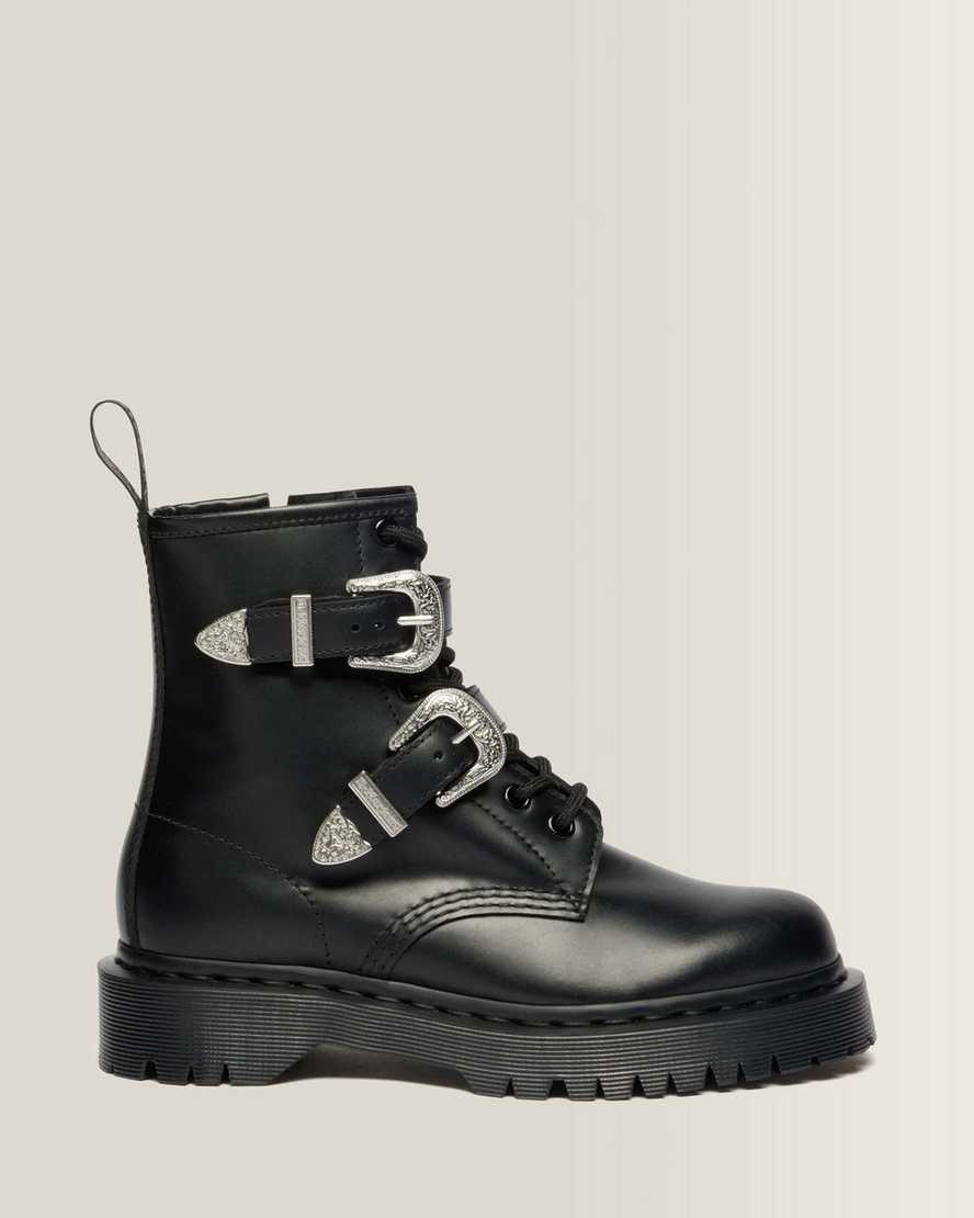 Dr. Martens 1460 Bex Western Buckle Leder Stiefel in Schwarz, Größe: 38